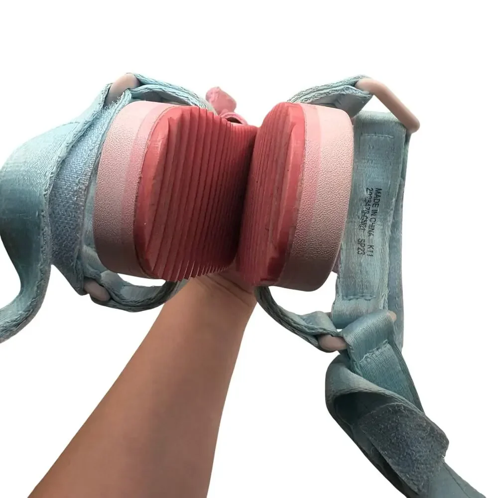 Girls Pastel Colorblock Hook Loop Sport Sandals Pink Blue Purple Kidcore
